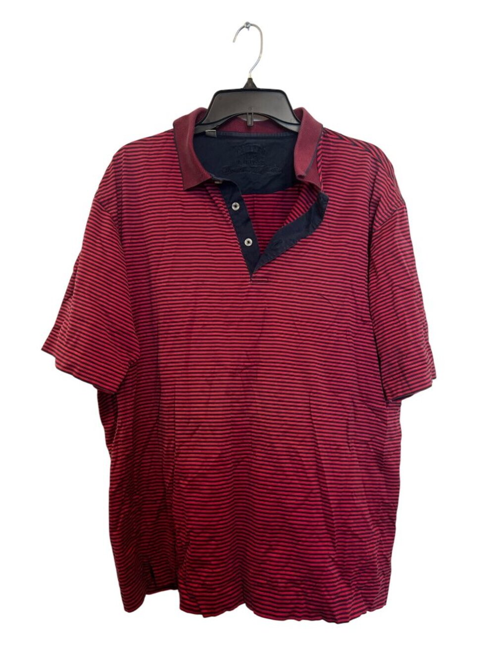 Vintage Cutter & Buck Mens Red & Black Striped Polo Shirt L